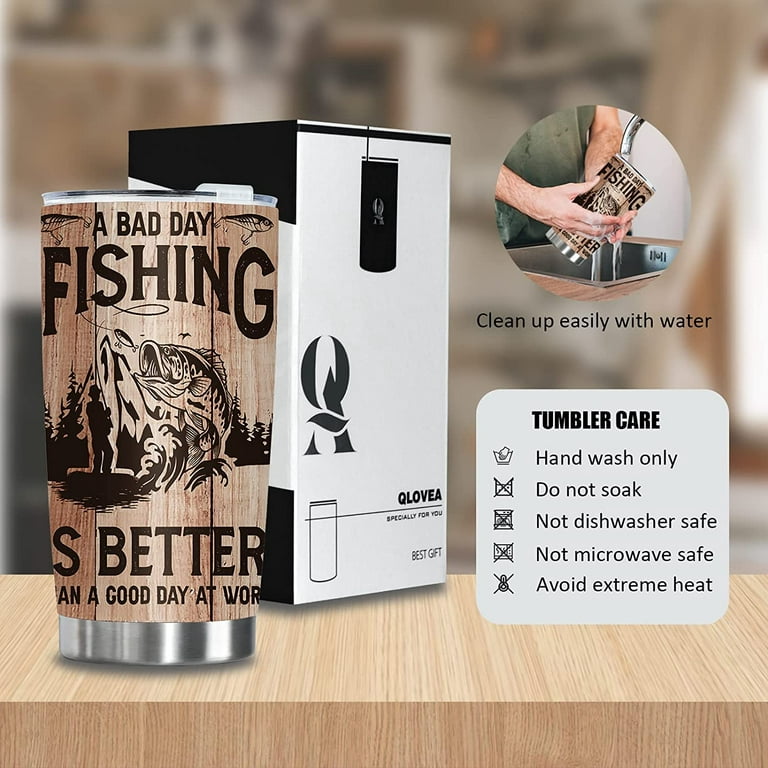Fishing Gifts for Men, A Bad Day Fishing is Better Than A Good Day at Work,  Dad Fishing Tumbler, Unique Birthday Christmas Thanksgiving Gifts for Dad Him  Boyfriend, Husband, Uncle, Coworkers, Friends 