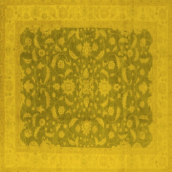 Ahgly Company Indoor Square Oriental Yellow Industrial Area Rugs, 3' Square