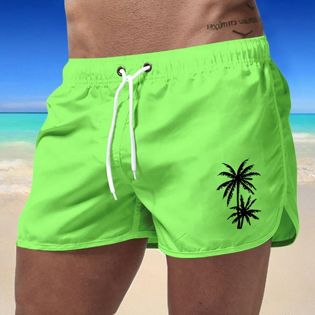 Stylish Men's Board Shorts for Beach Sports Travel Polyester Coconut Tree Design for Active Leisure Wear