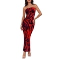 thumbnail image 1 of Vestido largo BTFBM para mujer, con estampado floral, sin tirantes, con malla, 1 of 9