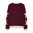 thumbnail image 5 of Red Womens Fall Tops Oversized Sweatshirt for Women Fashion Long Sleeve Striped Sweatshirts Crewneck Shirts Outfits Sweaters for Women, 5 of 5