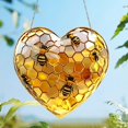 thumbnail image 7 of 8 Inch Bee Heart Shaped 2D Acrylic Window Hanging Decor Bumble Honeycomb Acrylic Suncatcher Window Panel Art Crafts Door Sign Ornaments for Spring Summer First Bee Day Decorations, 7 of 7