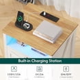 thumbnail image 5 of Hasuit Farmhouse Night Stand for Bedroom, Rustic Vintage White Nightstand with Charging Station and LED Lights, Bedside Table with 2 Drawers and Open Cubby, Retro Side End Side wit, 5 of 6