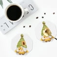 thumbnail image 4 of Lsque Sunflower Gnomes Pattern 4" Drink Coasters Set of 4, PVC Leather Absorbent Coasters, Table Coaster Set Decorative Coffee Cup Coasters Housewarming Gift -Octagon, 4 of 6