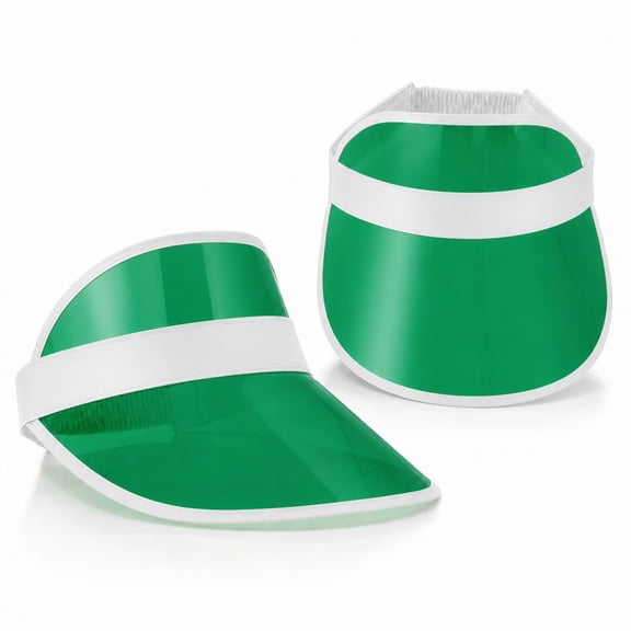 stcellnmex 2 Pack Unisex Plastic Sun Visors Hats Clear UV Protection Poker Cap for Men Women Sports Outdoor Golf Green