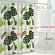 thumbnail image 3 of Cortina de ducha de PEVA impermeable y resistente al moho, 180 x 180 cm, con 12 anillas, diseño de hojas verdes, 3 of 5