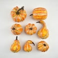 thumbnail image 4 of Artificial Mini Pumpkins Decor Set for Halloween, Thanksgiving, Fall Harvest Party – Lifelike Small Gourd Props for Home, Garden, Indoor Outdoor Use, 8 Pack, 4 of 5
