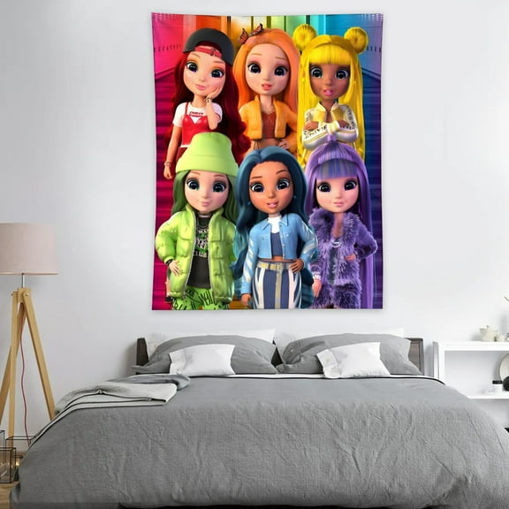 YOUJIANGYUN Rainbow High Dolls-Theme Anti-pilling Tapestry Gift Wall Hanging Backdrop for Room Bedroom Girls Fans Background Banner Party Birthday Supplies Decor