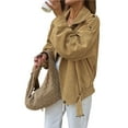 thumbnail image 1 of Chaqueta de Terciopelo Esmerilado de Larga con Cuello Alto y Cremallera para Mujer, Elegante y , de Ante Caqui S, 1 of 10