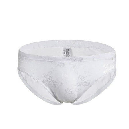 

ALSLIAO Men Sexy Lace Underwear Briefs Panties Shorts Low Rise Lingerie Pouch Underpants White M