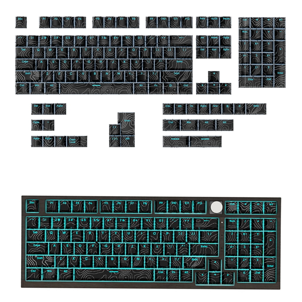 Transparents Line Original Height Keycaps 135Keys Dye Subbed Shining Through Backlits keycapst for Mechanical Keyboards