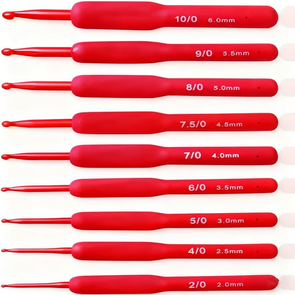 HEYMKGO Ergonomic Crochet Hooks Set with Soft Silicone Handles (2.0-6.0mm) - Comfort Grip Knitting Needles for Arthritic Hands & Pain-Free Crocheting, Yarn Craft Kit (Red)