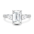 thumbnail image 2 of ESTE ORIGIN 2.00Ct Emerald Cut Moissanite Trilogy Engagement Ring – Pear Side Stones, Pavé Band, Cathedral Setting in 18K White Gold for Women US 4.5, 2 of 7