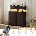 thumbnail image 6 of GUNAITO Nightstand with Charging Station and LED Light Bedside Table with Fabric Drawers and Storage Shelf Tall Nightstand for Bedroom Living Room Small Spaces Leather Brown, 6 of 8