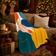 thumbnail image 3 of Abstract Orange Blue and Yellow Blocks, Energetic Modern Style for Art Lovers, Bright Geometric Flow Pattern and Birthday Gift, Cozy Flannel Blanket for Bedroom and Living Room, Home Decor, 3 of 9