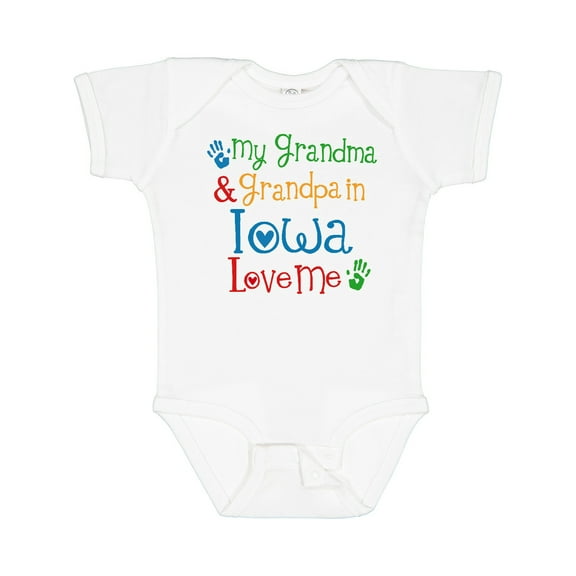 Inktastic Iowa Grandma Grandpa Loves Me Boys or Girls Baby Bodysuit