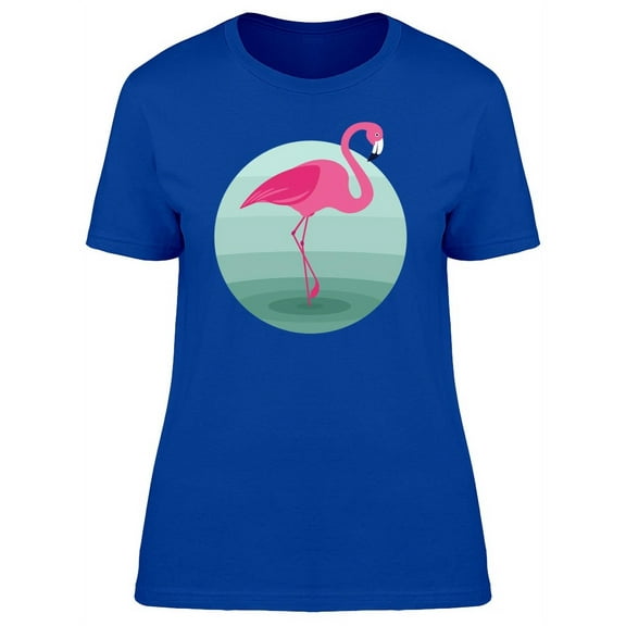 Cute Hot Pink Flamingo Doodle T-Shirt Women -Image by Shutterstock, Female Large