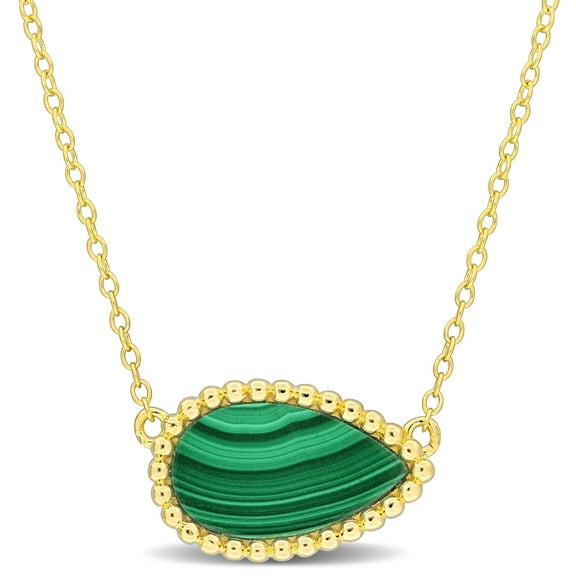 Everly Women's Malachite Yellow Gold Plated Necklace