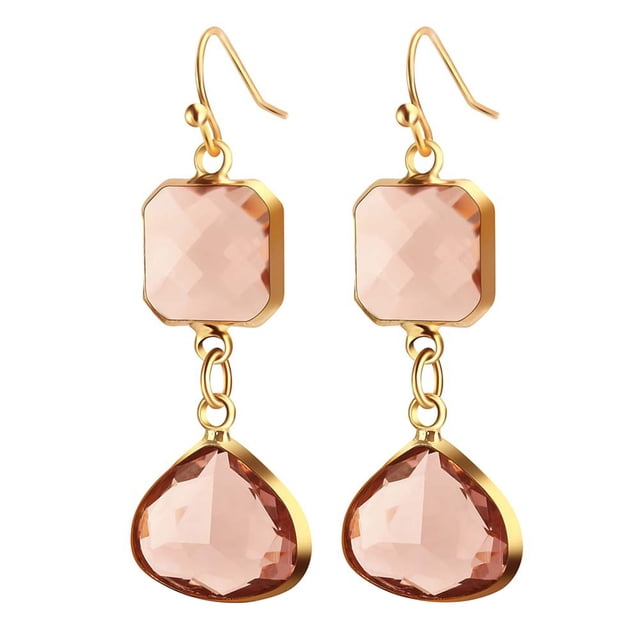 1 par de pendientes para mujer hechos a mano con forma de gota de agua y cristales de imitación azul y rosa, regalo de joyería.