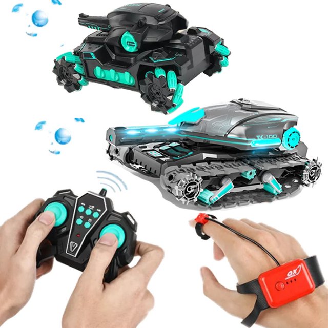 Remote Control Tank for Children Water Bomb Tank Toy Electric Gesture Remote Control Car RC Tank Multiplayer RC Car for Boy KiftPurple-1B-Watch He Qiyong unisex