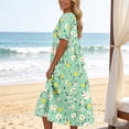 thumbnail image 6 of Women's Floral Short Sleeve Dress Casual Crew Neck T-Shirt Dress with Pockets Summer Midi Dresses, 6 of 6