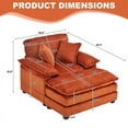 thumbnail image 2 of BUIORD 56" Accent Chair with Ottoman, Corduroy Single Sofa Chair Armchair with Pillows, Deep Seat Couch for Living Room, Orange, 2 of 7