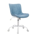 thumbnail image 1 of Fauteuil d'Appoint Pivotant Doux Bleu Moderne – Fauteuil Rembourré à Coquille Festonnée avec Rotation à 360° – Chaise Confortable pour Coiffeuse, Bureau et Entrée pour Chambre, Salon, Bureau à Domicile – Pieds Tube Blancs /bleu, 1 of 7