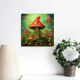 thumbnail image 3 of JEUXUS Canvas Print Wall Art Oil Paintings Giant Mushroom with Butterfly Picture Prints Artwork for Living Room Bathroom Bedroom,Stretched and Framed Ready to Hang, Fantasy Fairy Forest, 3 of 4