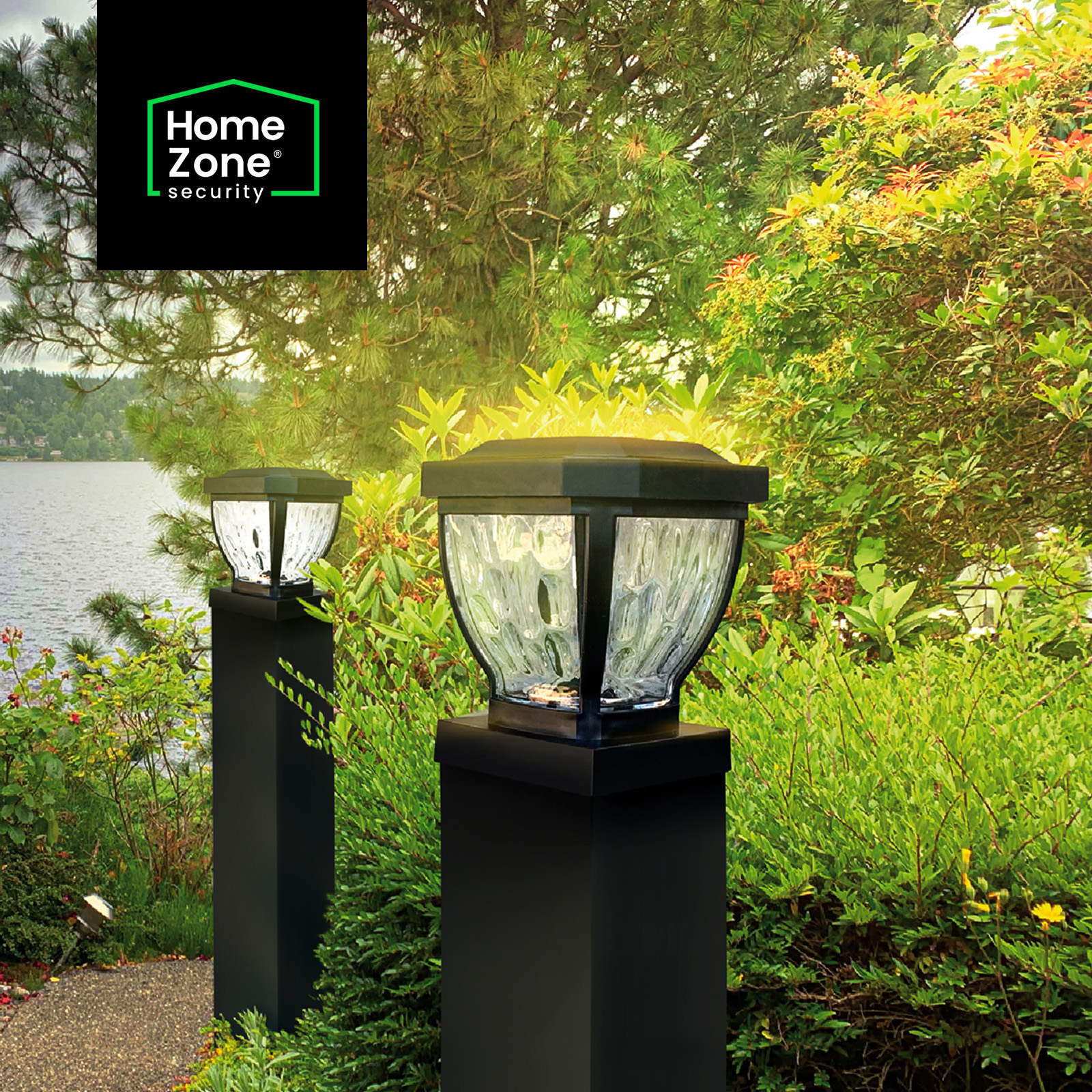 Home Zone Security ELI0961V 12-Lumen-Each x Solar LED Post Cap Lights,  Pack (Black)