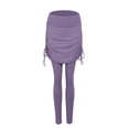 thumbnail image 2 of Yoga Pants Drawstring Folds  Fake Two Pieces Leggings Skirt for Running Black M, 2 of 13