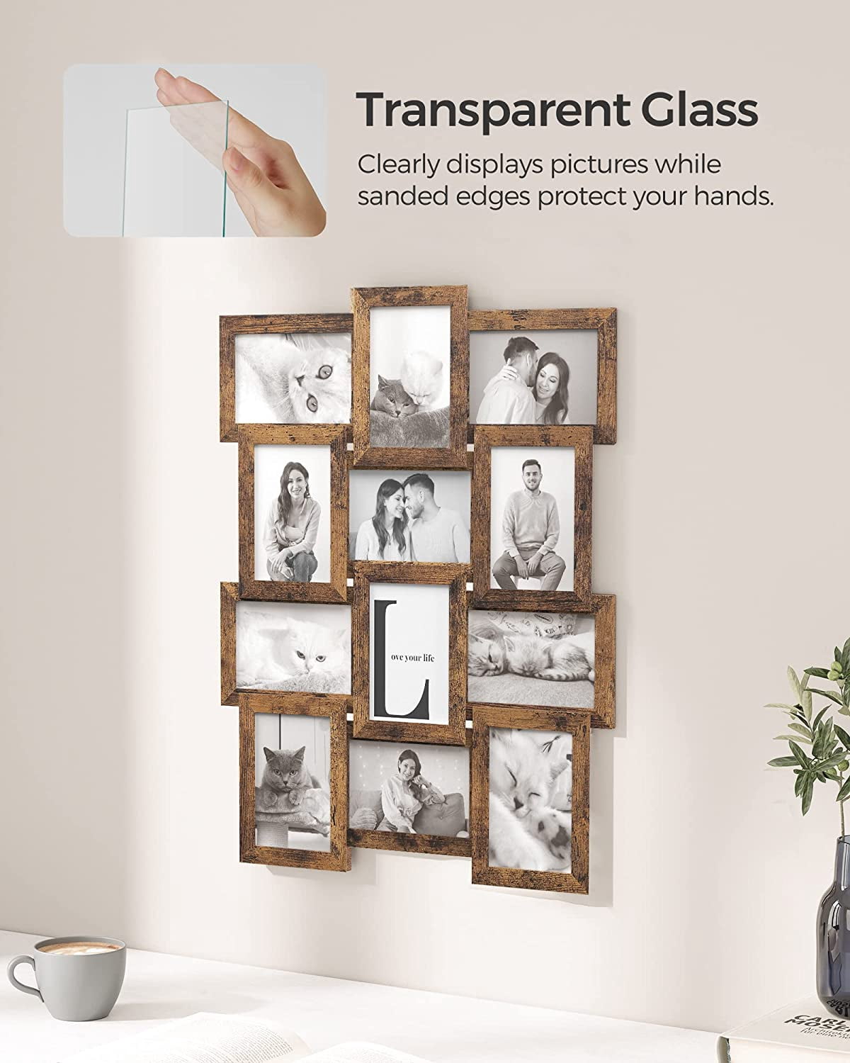 Collage Picture Frames, 4x6 for Wall Decor Set of 12, Multi Family Photo for Gallery Decor, Hanging Display, Assembly Required, Ink Black