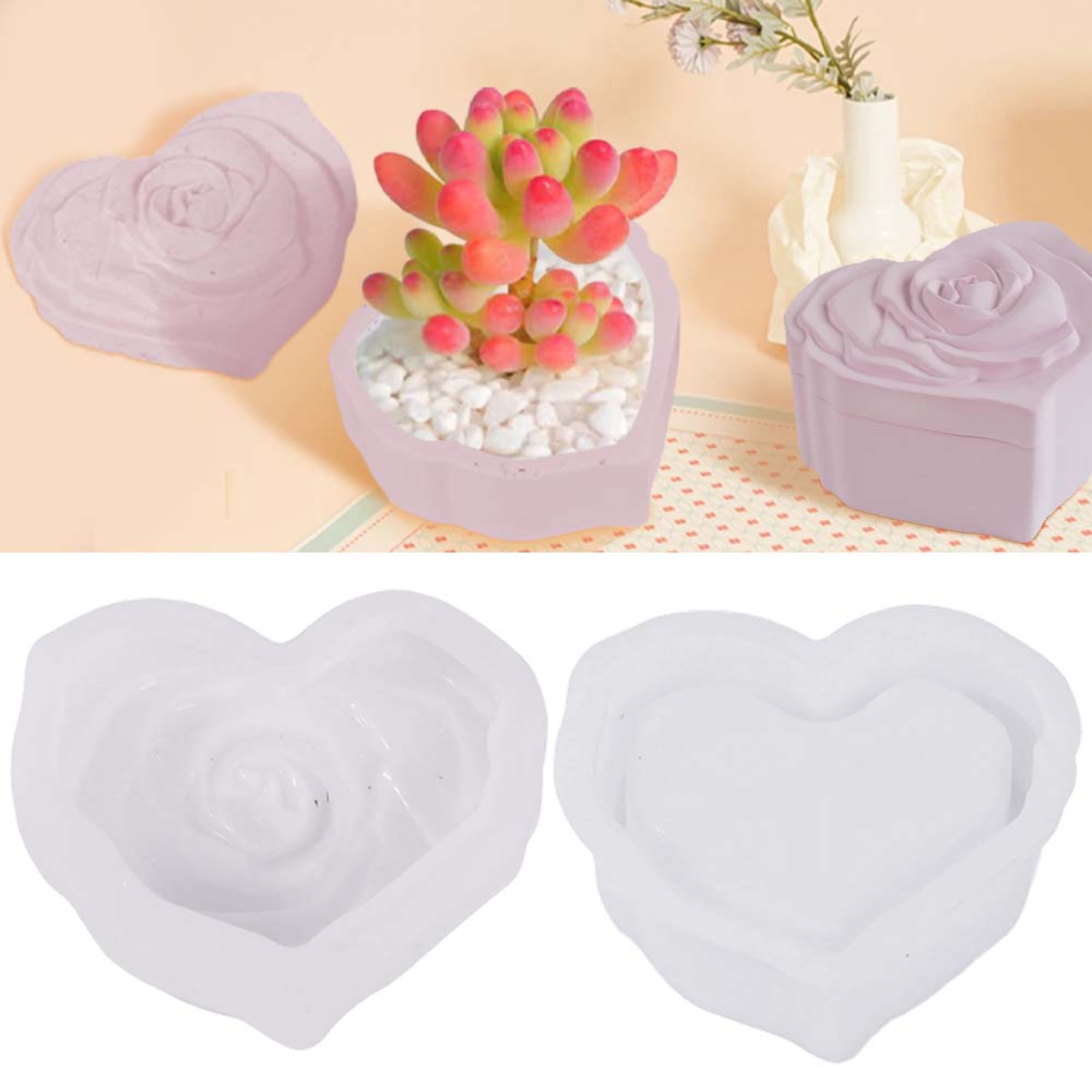 Heart Jars Resin Molds with Lid, Epoxy Molds Silicone for Storage Bottle,Candle Holder,Jewelry Trinket Container, Epoxy Casting Craft, Gifts