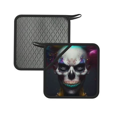

Matuu Modern Abstract Colorful Skull C for Square Silicone Anti-hot Pad for Kitchen Potholders Hot Dishers Spoon Holder