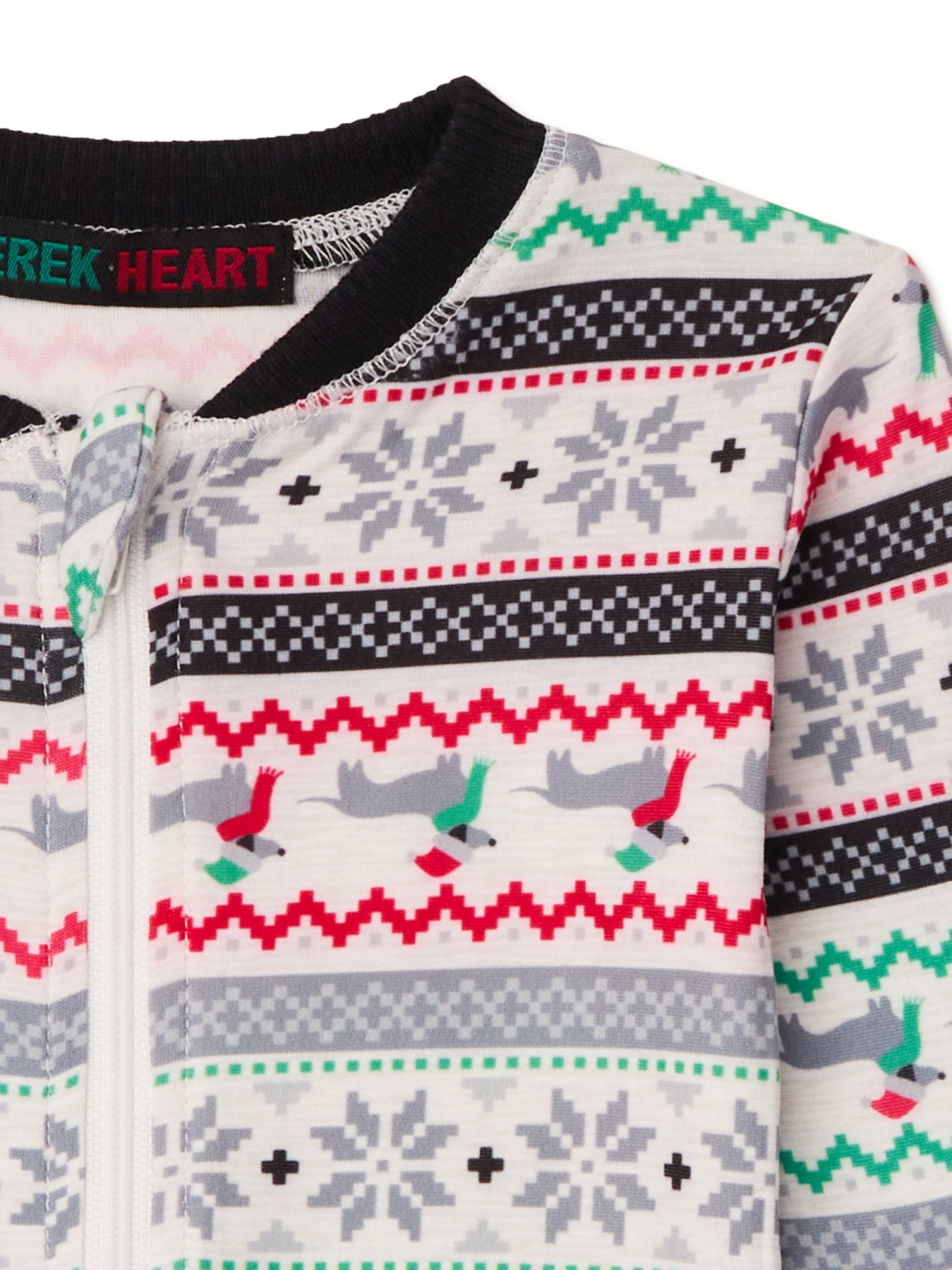 Derek Heart Baby Unisex Dachshund Holiday Matching Family Pajamas, 1-Piece, Sizes NB-12M