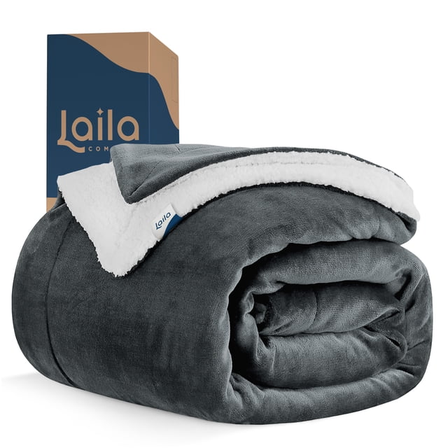 Cobija Cobertor Aborregado Laila Comfort Ultra Suave 100% Microfibra de Poliéster Gris Oscuro