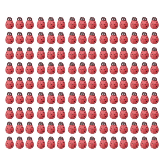 FOMIYES 200Pcs Wooden Ladybug Charms for Crafts, Home Decor, Insect Decorations, Garden Accessories