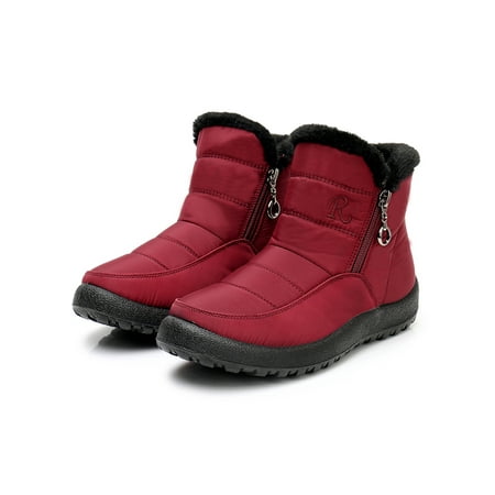 Crocowalk Warm Snow Boots for Women Waterproof Winter Ankle Booties Outdoor Faux Fur Lined Anti-Slip Cold Shoes