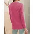 thumbnail image 2 of Manga Larga Sudadera con Capucha para Mujer Cuello Redondo Color Puro Top para Mujer con Botones de Metal para Vacaciones Viajes Compras Escuela Oficina Rosa Rojo XL, 2 of 6