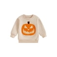 thumbnail image 2 of Aojekbee Little Boy Girl Halloween Sweatshirt Pumpkin Embroidery Crew Neck Long Sleeve Pullover Tops for Fall, 2 of 10