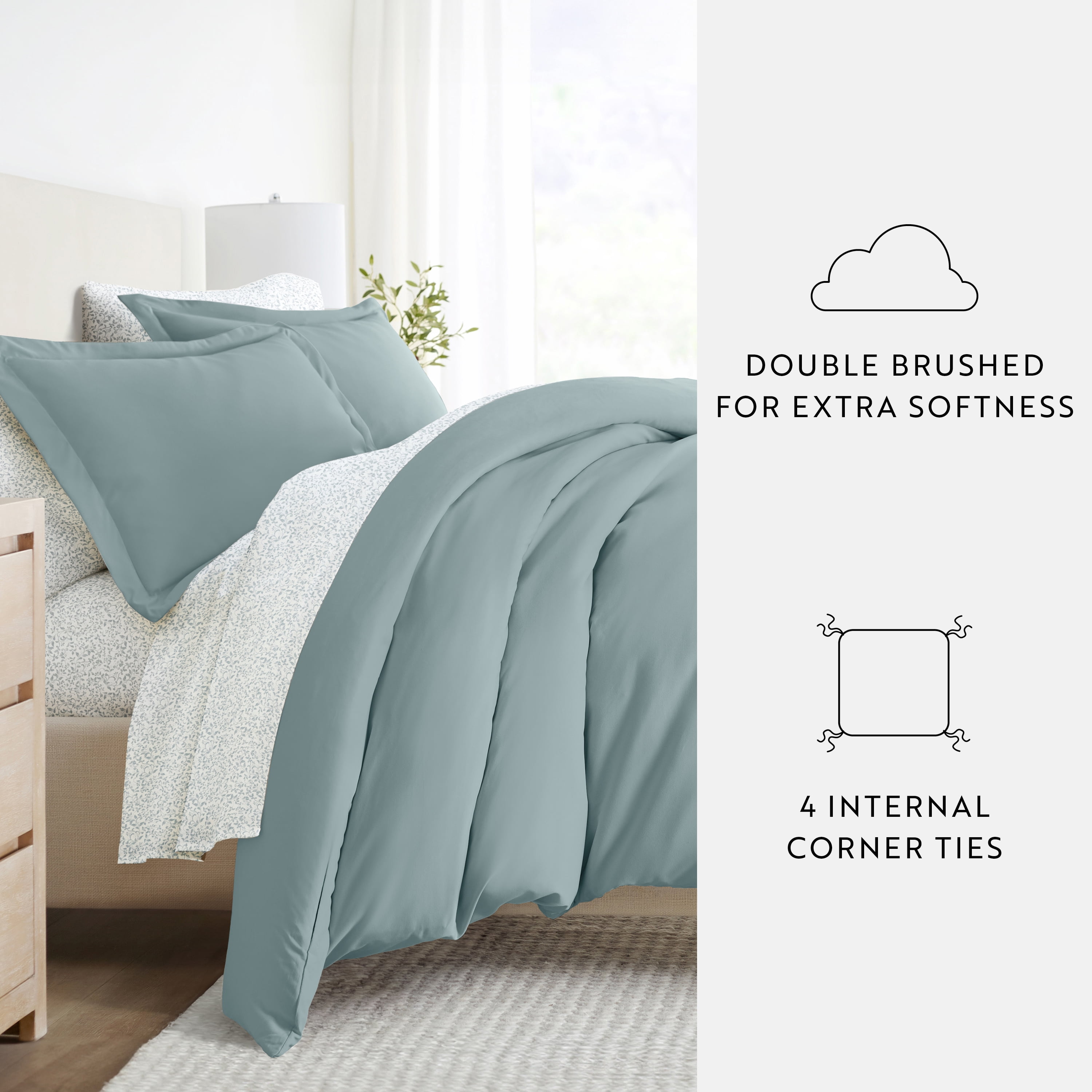 Noble Linens 8 Piece Solid Duvet Bundle in Ocean, King
