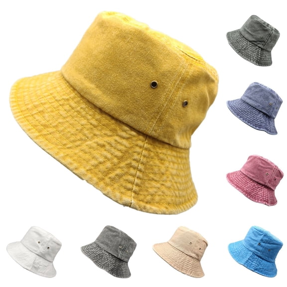 Summer Hot Sales Under $5 Blue Unisex Bucket Hat GIJNRIUIUA Unisex Washed Old Solid Color Breathable Hole Hollow Denim Fisherman Hat Trucker Hats
