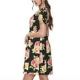 thumbnail image 2 of Rateoe Rose Flowers Pattern Women’s Short Sleeve Dress – Casual Elegant Summer A-Line Dress for Everyday Wear, 2 of 6