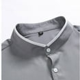 thumbnail image 4 of Mens Casual Shirts Qiggri Men Casual Fashion Solid Colour Round Neck Button Long Sleeve Shirt Blouse, 4 of 7