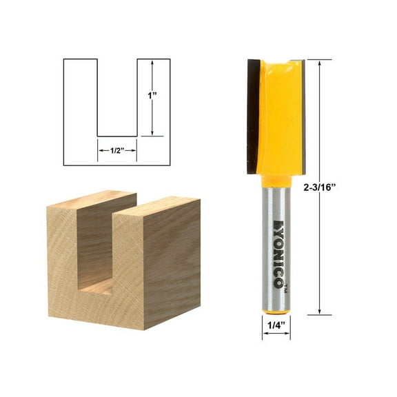 1/2" Diameter X 15/16" Height Straight Router Bit - 1/4" Shank - Yonico 14158q