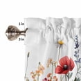 thumbnail image 5 of Pastoral Flowers Kitchen Curtains and Valances Set, Colorful Daisy Floral Leaves Watercolor Rod Pocket Window Valance Window Curtain Panels for Living Room Bedroom Laundry, 27.5x24in, 3 Pieces, 5 of 7