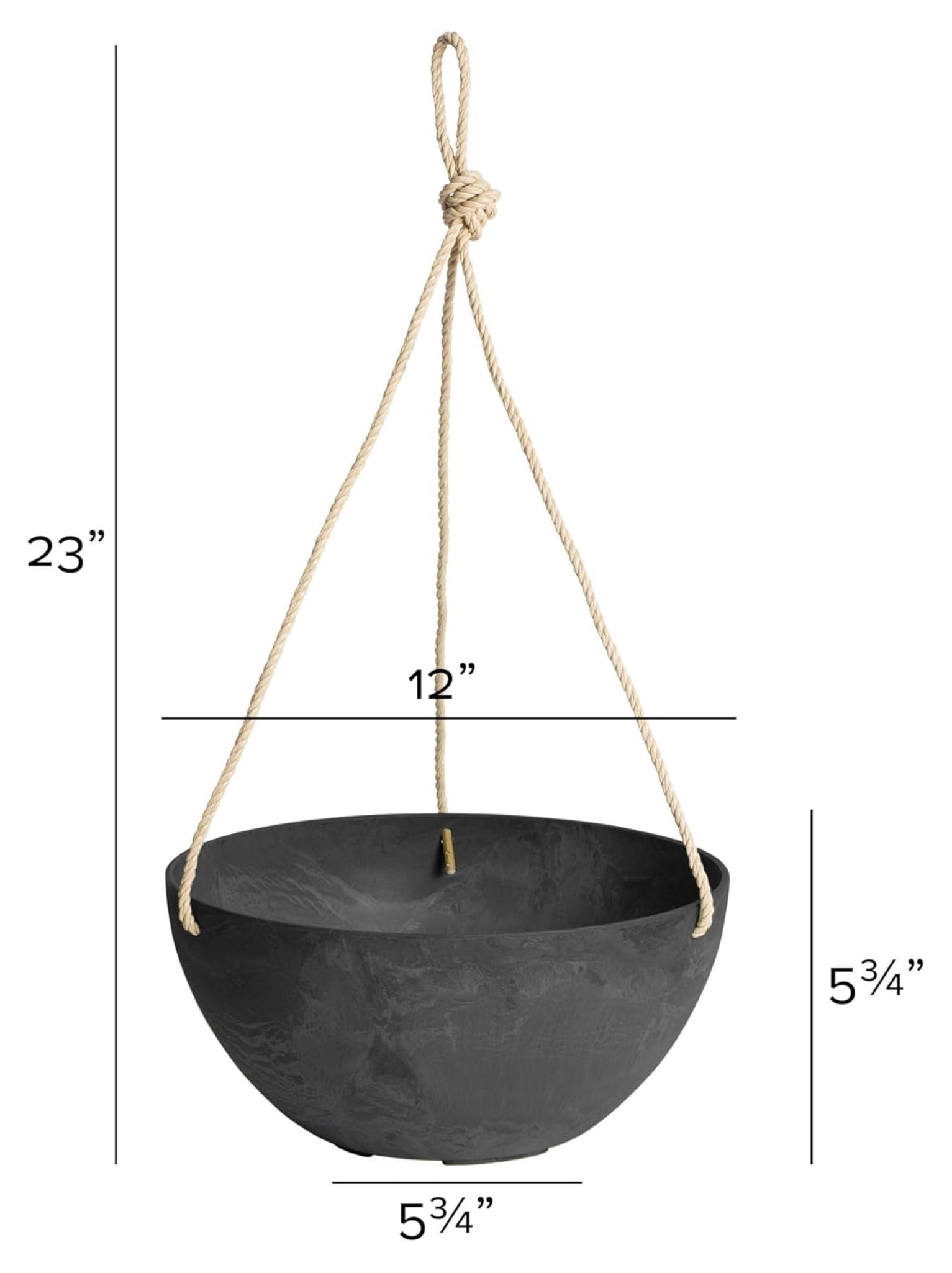 Self Watering Hanging Planter - 12" Marbled Indoor Outdoor Plant Basket - Black Stone & Plastic Eco-Friendly Hanging Pots with Drainage