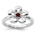 thumbnail image 5 of Auriga Fine Jewelry 925 Sterling Silver Polished Garnet Flower Ring for Women Size 8, 5 of 6