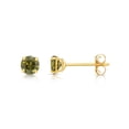thumbnail image 3 of Tilo Jewelry 14K Yellow Gold Green Round Stud Post Earrings with Cubic Zirconia CZ Birthstone | August-Peridot | Women, Men, Unisex, 3 of 11