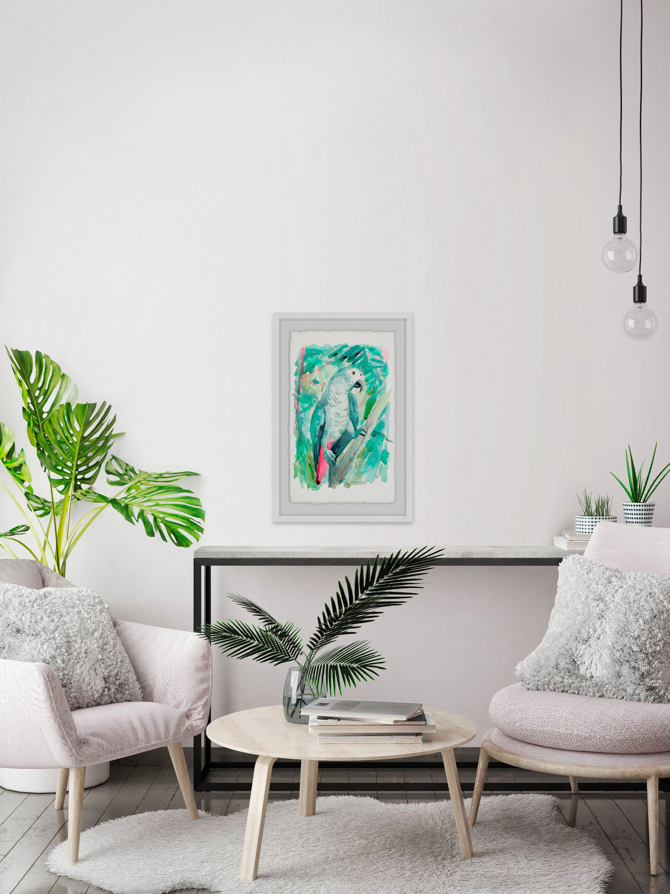 Parrot Profile Framed Painting Print