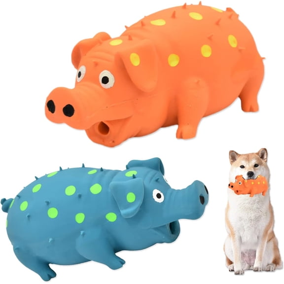 BTEPSGA 2 Pack Pig Dog Toys, Grunting Pig Dog Toy That Oinks Grunts for Small Medium Large Dogs, Grunting Pig Sound Play Dog Toy